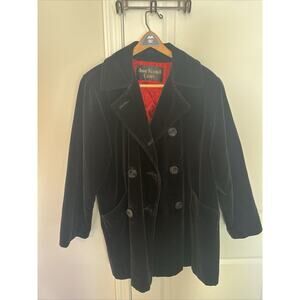 Anne Klein II Black Velvet 4 Button Petco’s With Red Satin Lining. Womens Size L